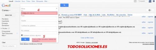 Crear filtro de correos en Gmail - Paso 2 Crear filtro de correos en Gmail - Paso 2